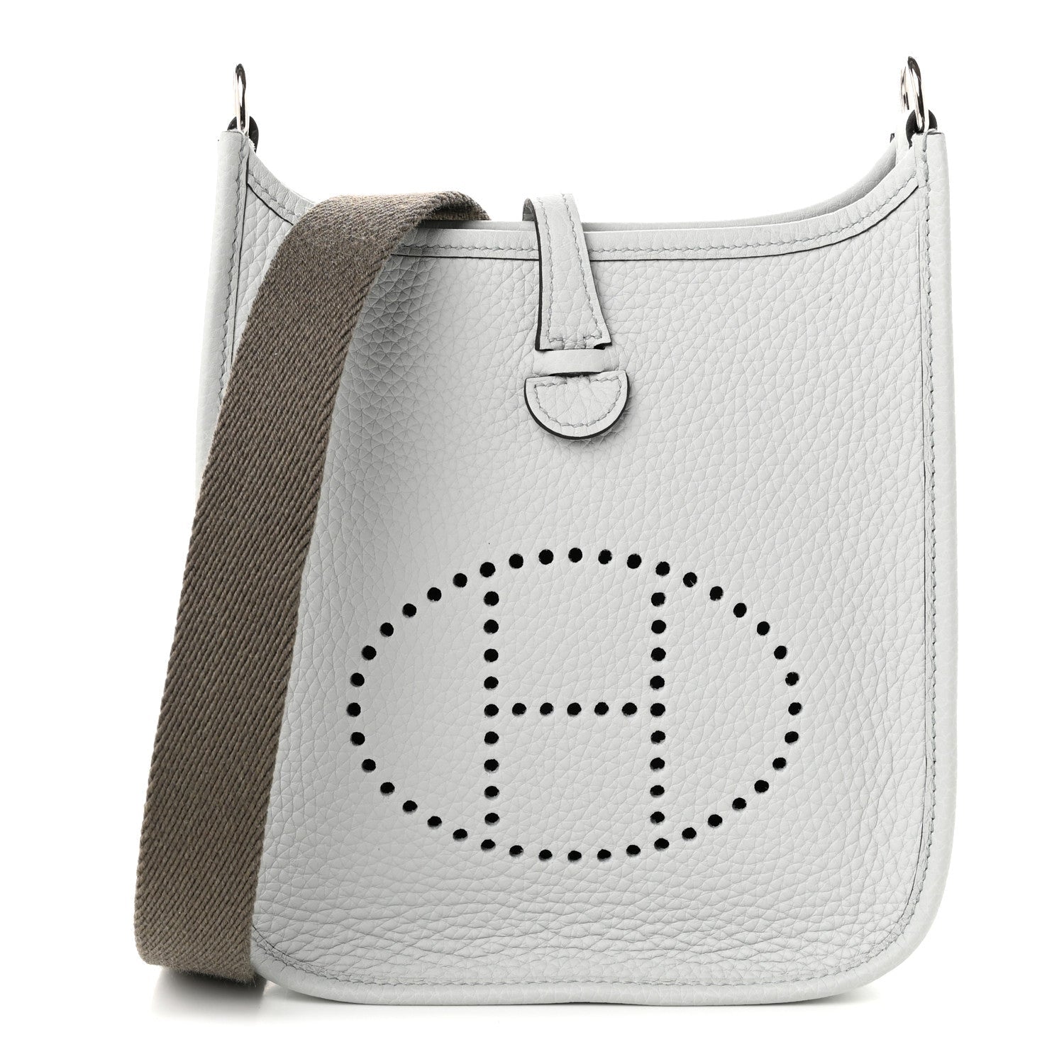 Hermès Taurillon Clemence Amazone Evelyne TPM Bleu Pale Gris Etain