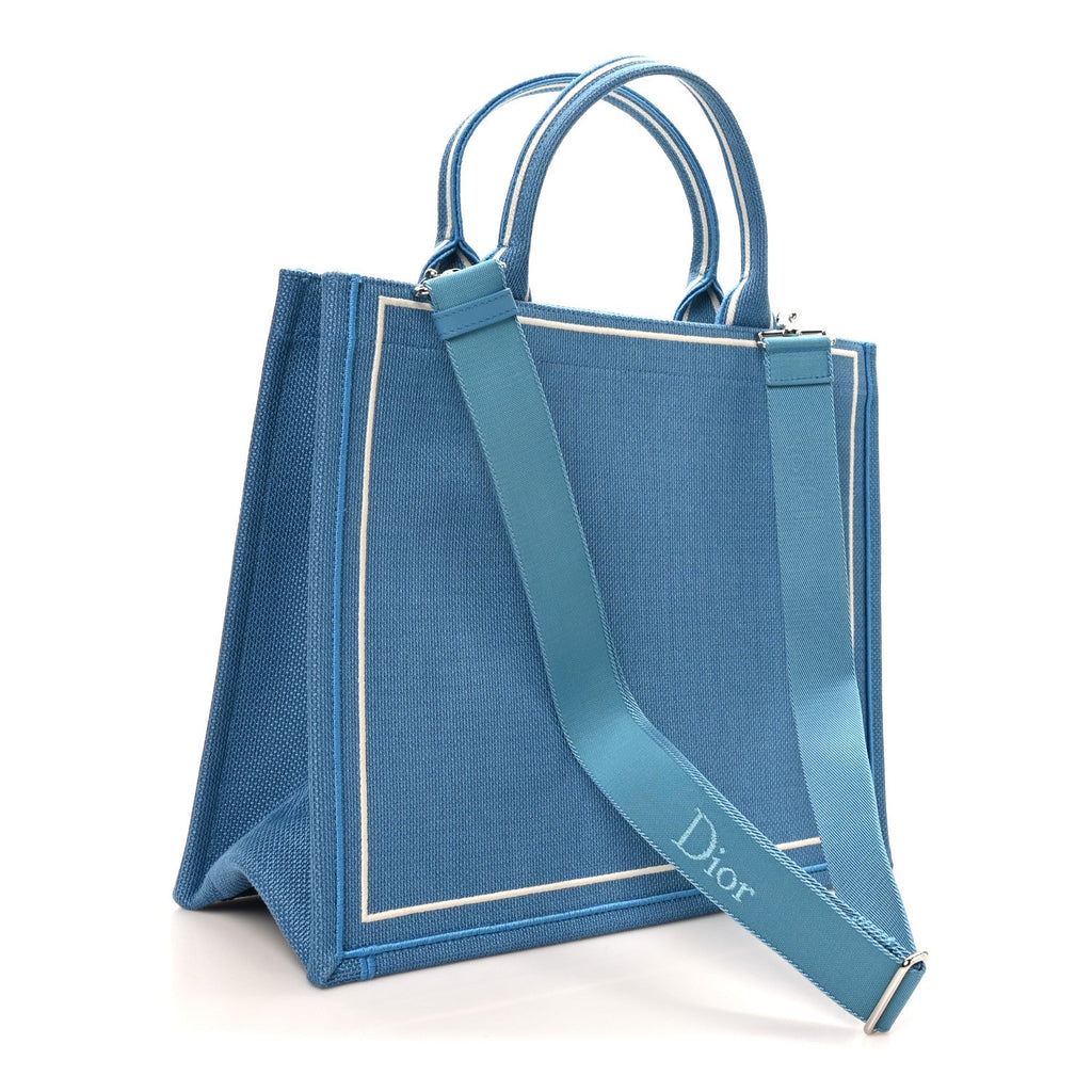 Dior Canvas Embroidered Medium Ulysses Book Tote Blue