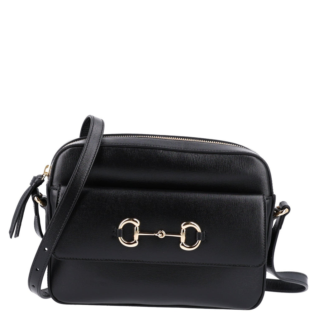 Gucci Textured Calfskin Small Horsebit 1955 Shoulder Bag Black