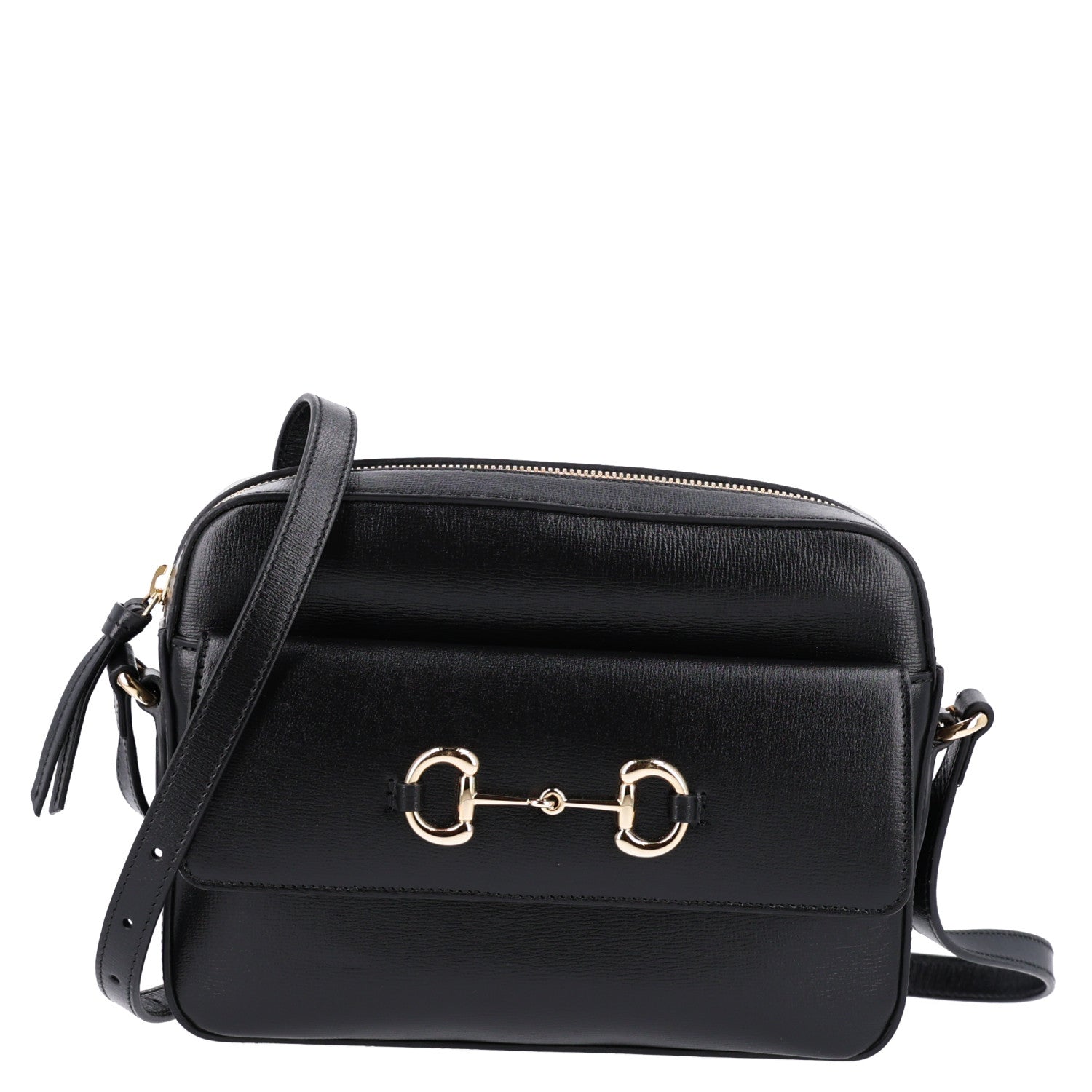 Gucci Textured Calfskin Small Horsebit 1955 Shoulder Bag Black