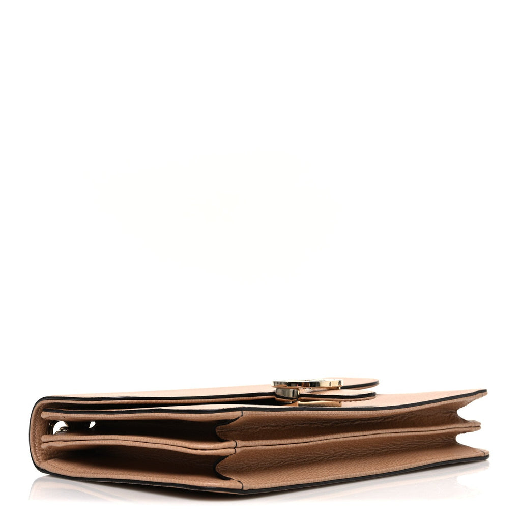 Gucci Dollar Calfskin Interlocking G Shoulder Bag Camelia