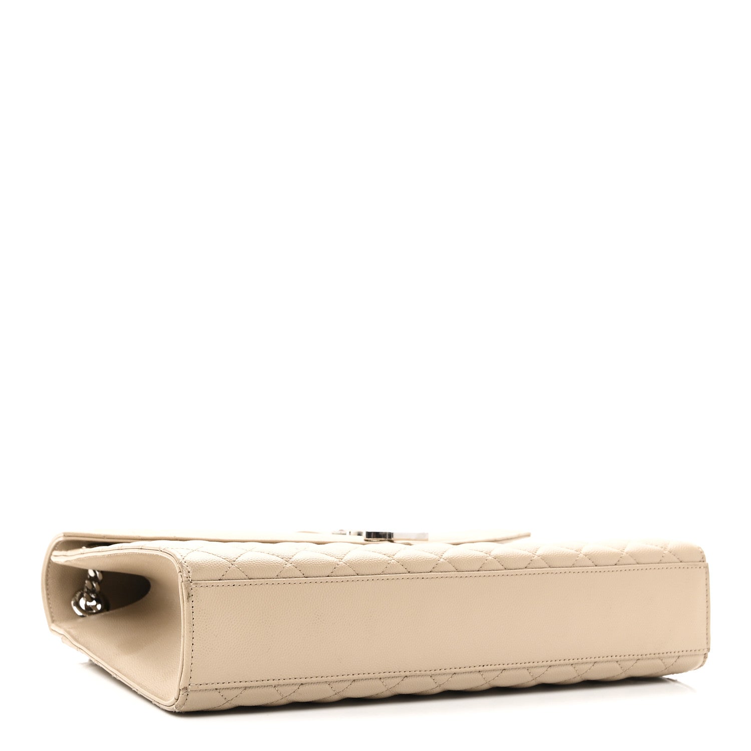 Saint Laurent Grain De Poudre Mixed Matelasse Large Triquilt Monogram Satchel Dark Beige