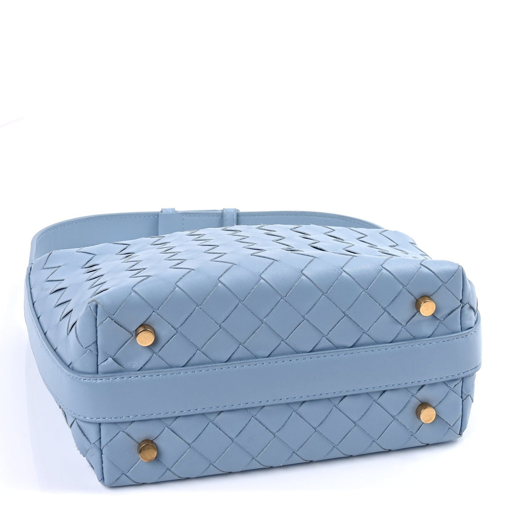 Bottega Veneta Calfskin Nappa Intrecciato Mini Wallace Ice Blue