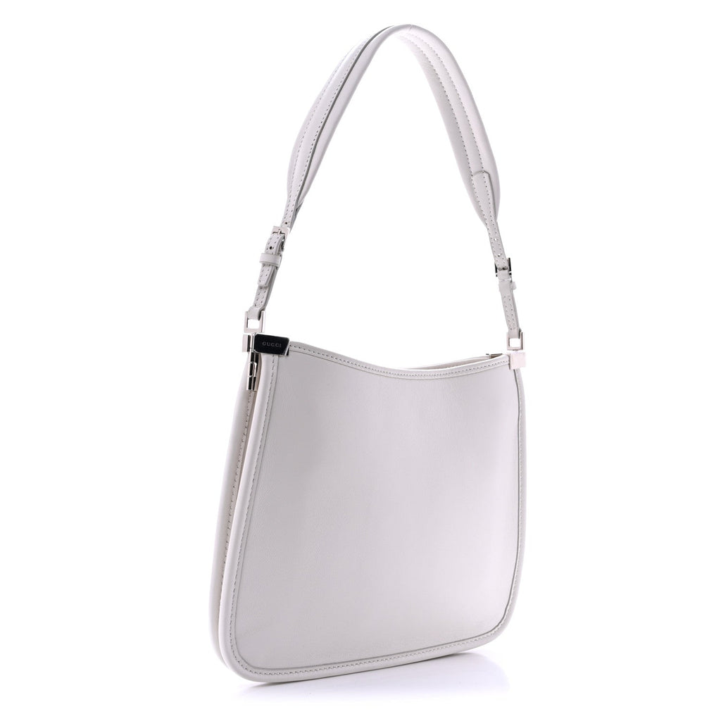 Gucci Calfskin Horsebit Slim Shoulder Bag White