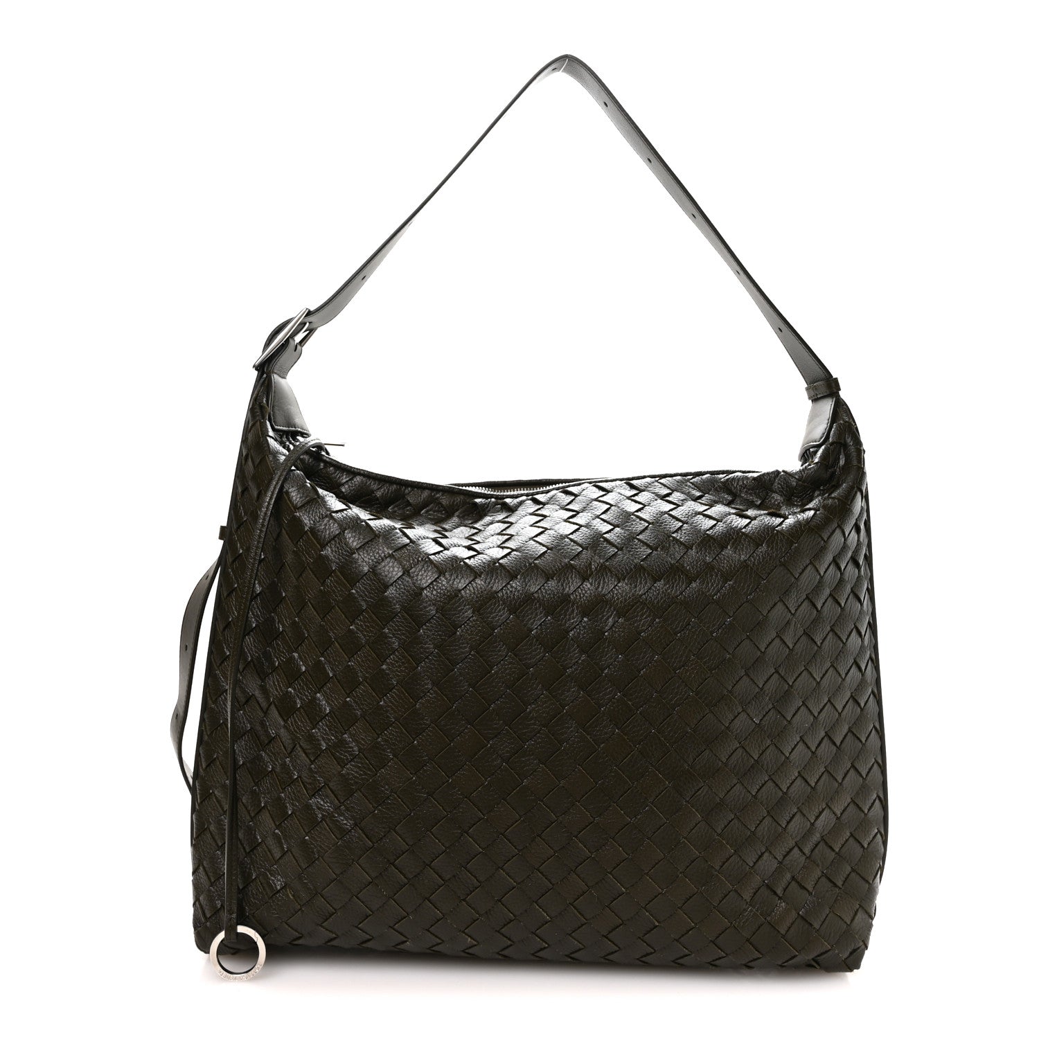 Bottega Veneta Deerskin Intrecciato Medium Traveler Hobo Kaki