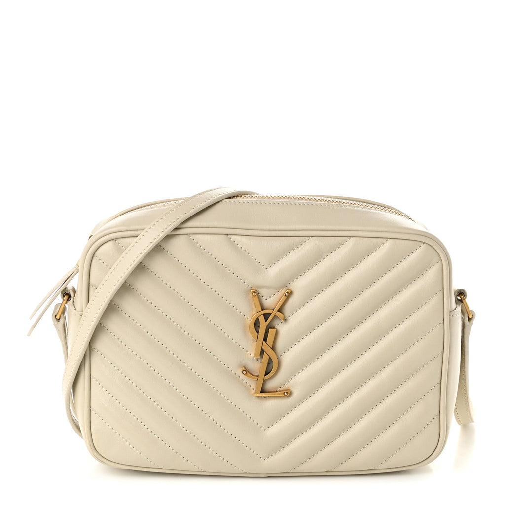 Saint Laurent Calfskin Matelasse Monogram Lou Camera Bag Crema Soft