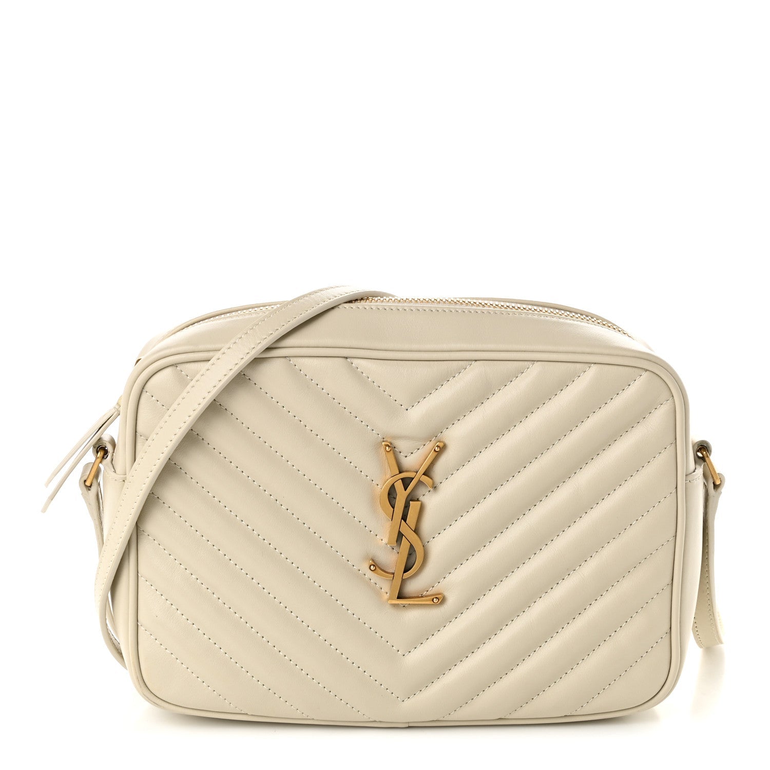 Saint Laurent Calfskin Matelasse Monogram Lou Camera Bag Crema Soft