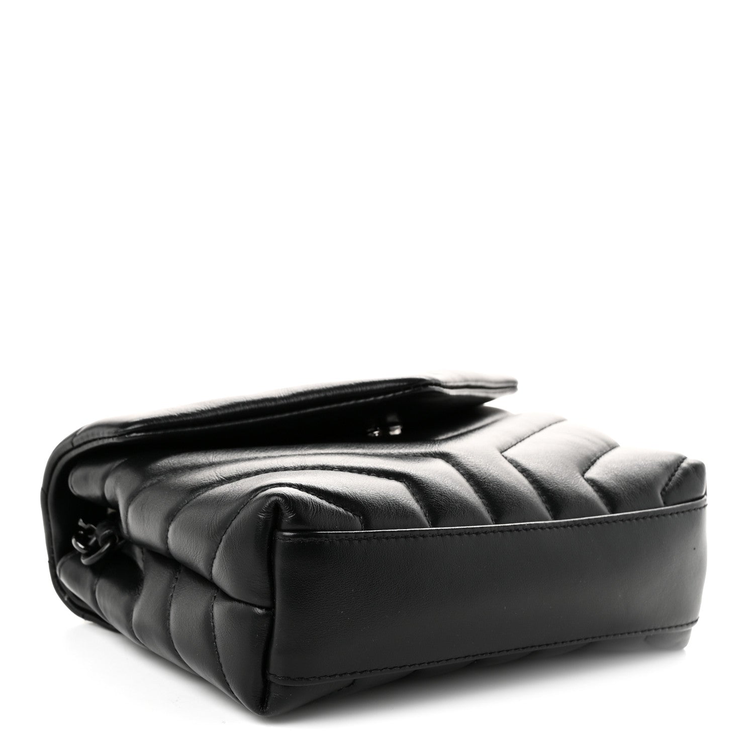 Saint Laurent Calfskin Y Quilted Monogram Monochrome Toy Loulou Crossbody Bag Black
