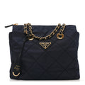 Prada Re-Nylon Saffiano Stitched Re-Edition 1995 Chaine Shoulder Bag Navy