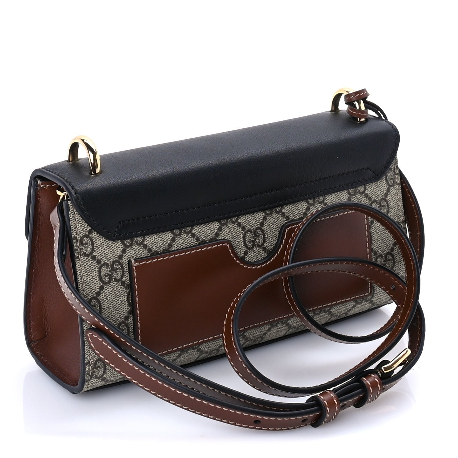 Gucci GG Supreme Monogram Calfskin Padlock Mini Shoulder Bag Brown