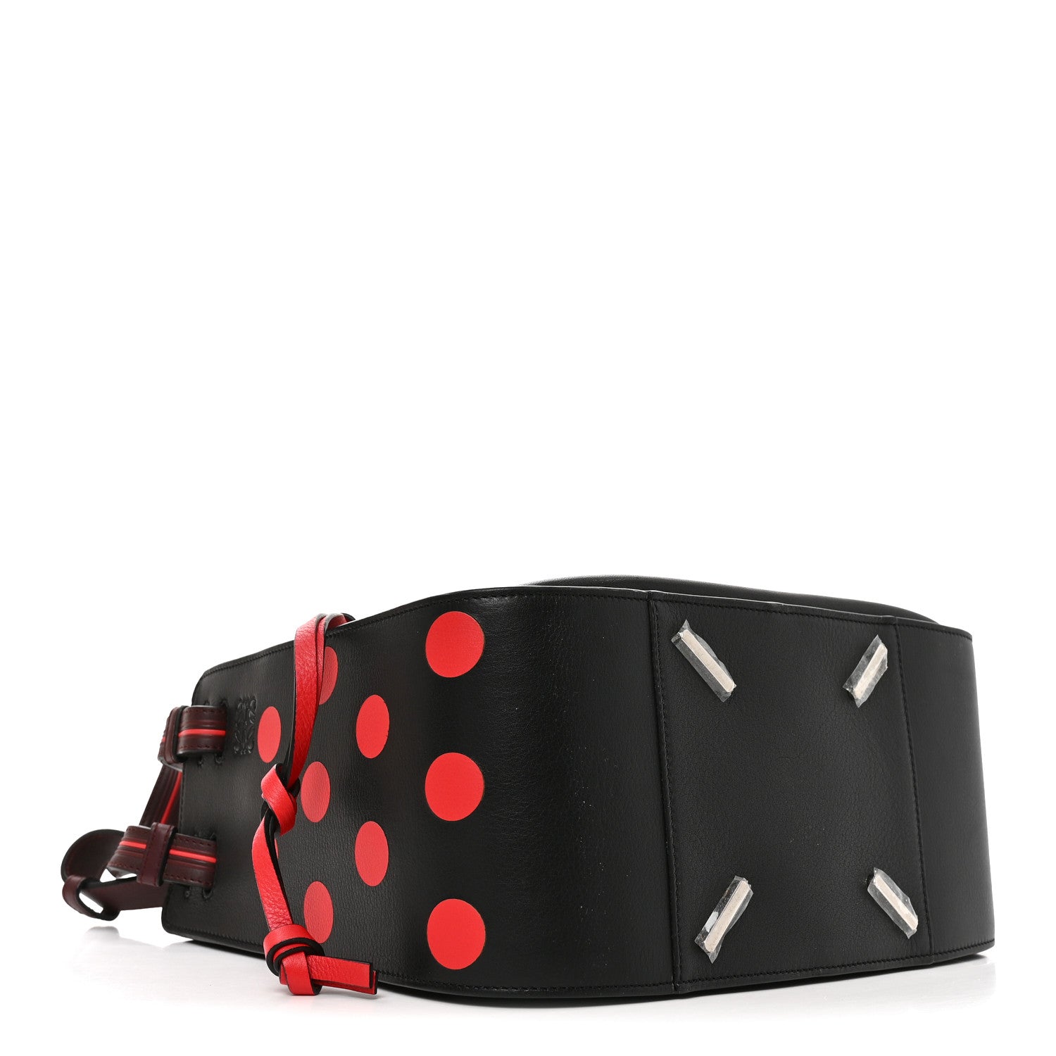 Loewe Calfskin Circle Medium Hammock Shoulder Bag Black Red detail view