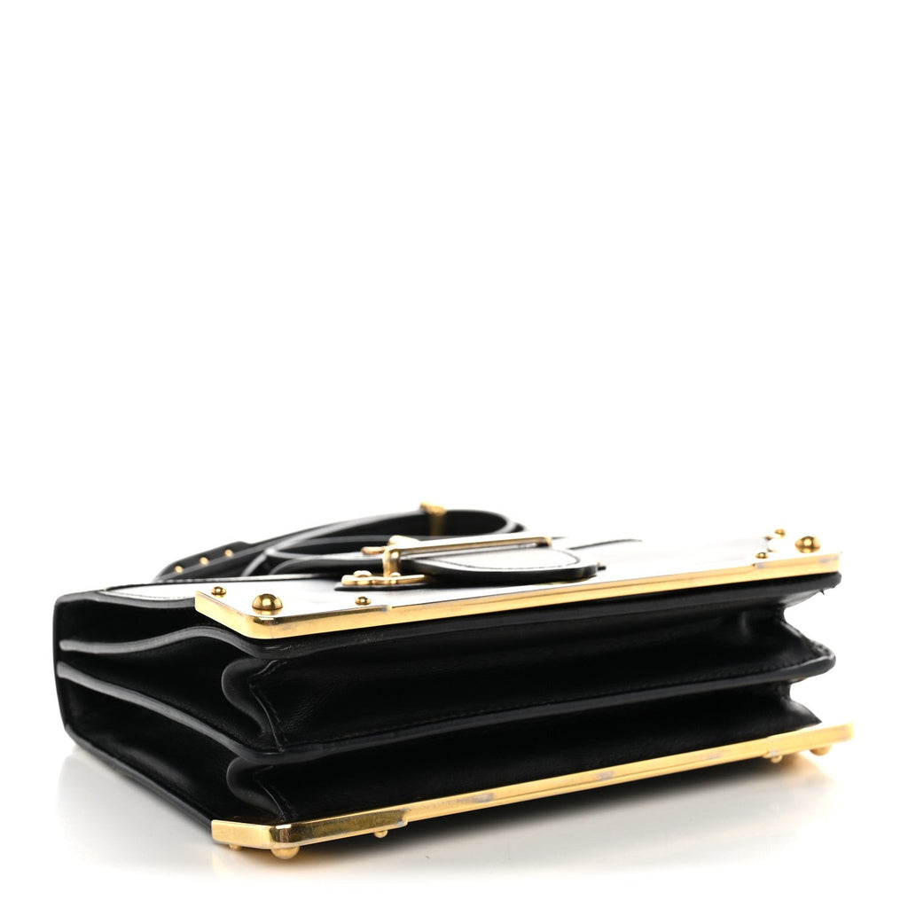 Prada City Calf Saffiano Cahier Bag Talco Black