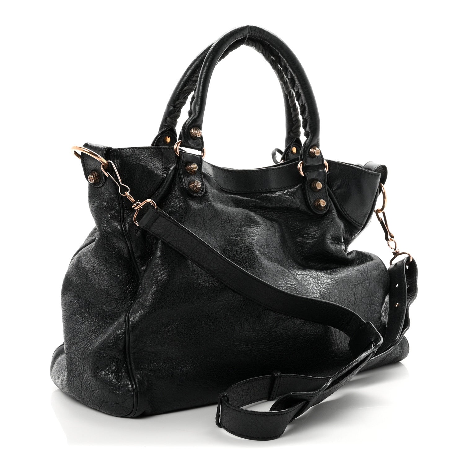 Balenciaga Agneau Giant 12 Rose Gold Hardware Velo Black