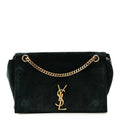 Saint Laurent Smooth Calfskin Suede Medium Reversible Monogram Kate Satchel Black