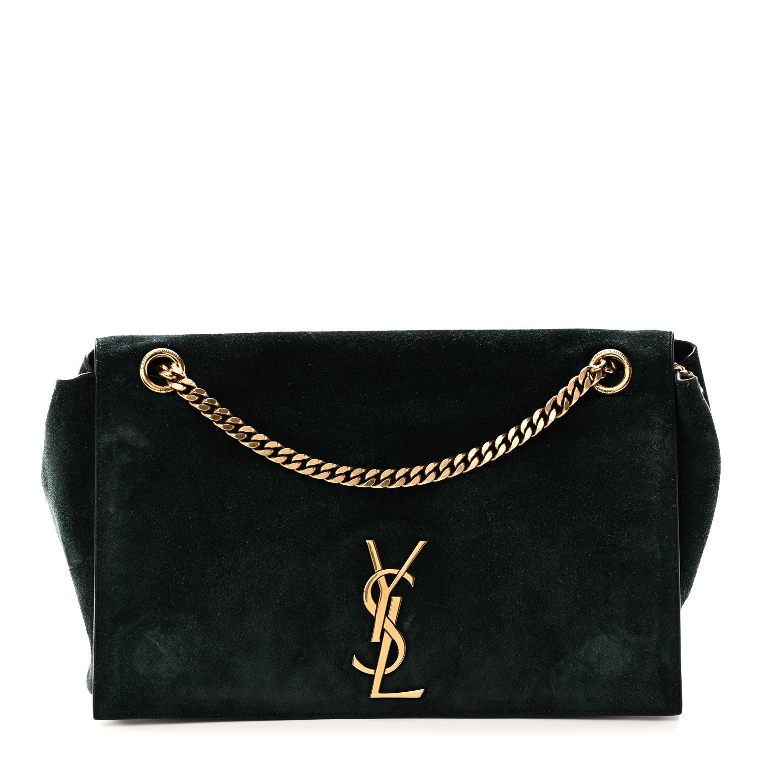 Saint Laurent Smooth Calfskin Suede Medium Reversible Monogram Kate Satchel Black