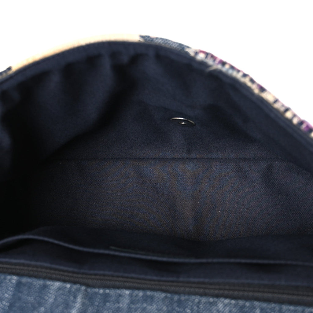 Chanel Denim Tweed Patchwork Jumbo Single Flap Multicolor