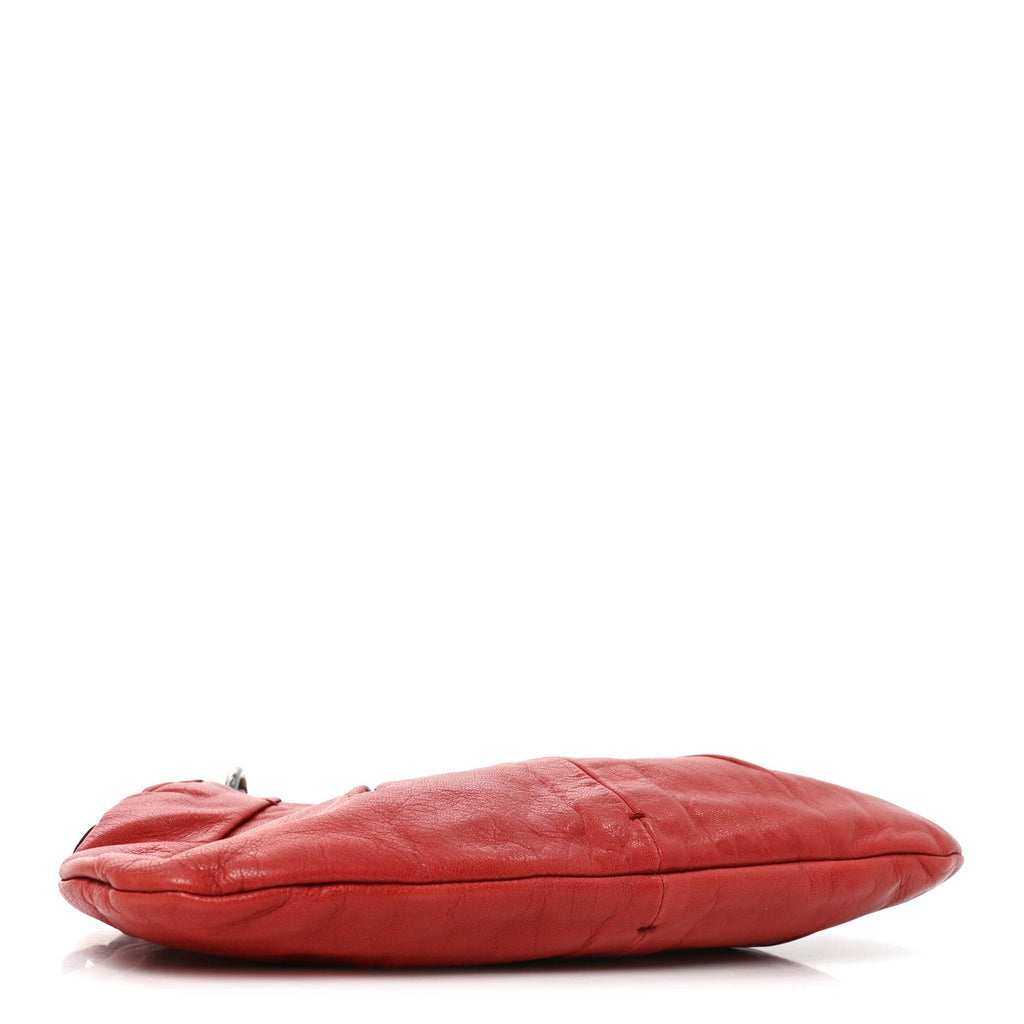 Saint Laurent Calfskin Horn Mini Mombasa Hobo Red detail view