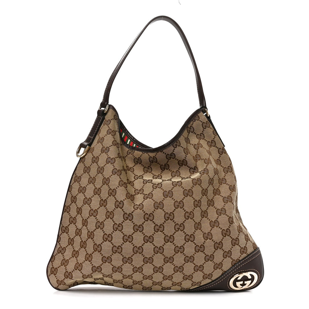 Gucci Monogram Medium New Britt Hobo Dark Brown
