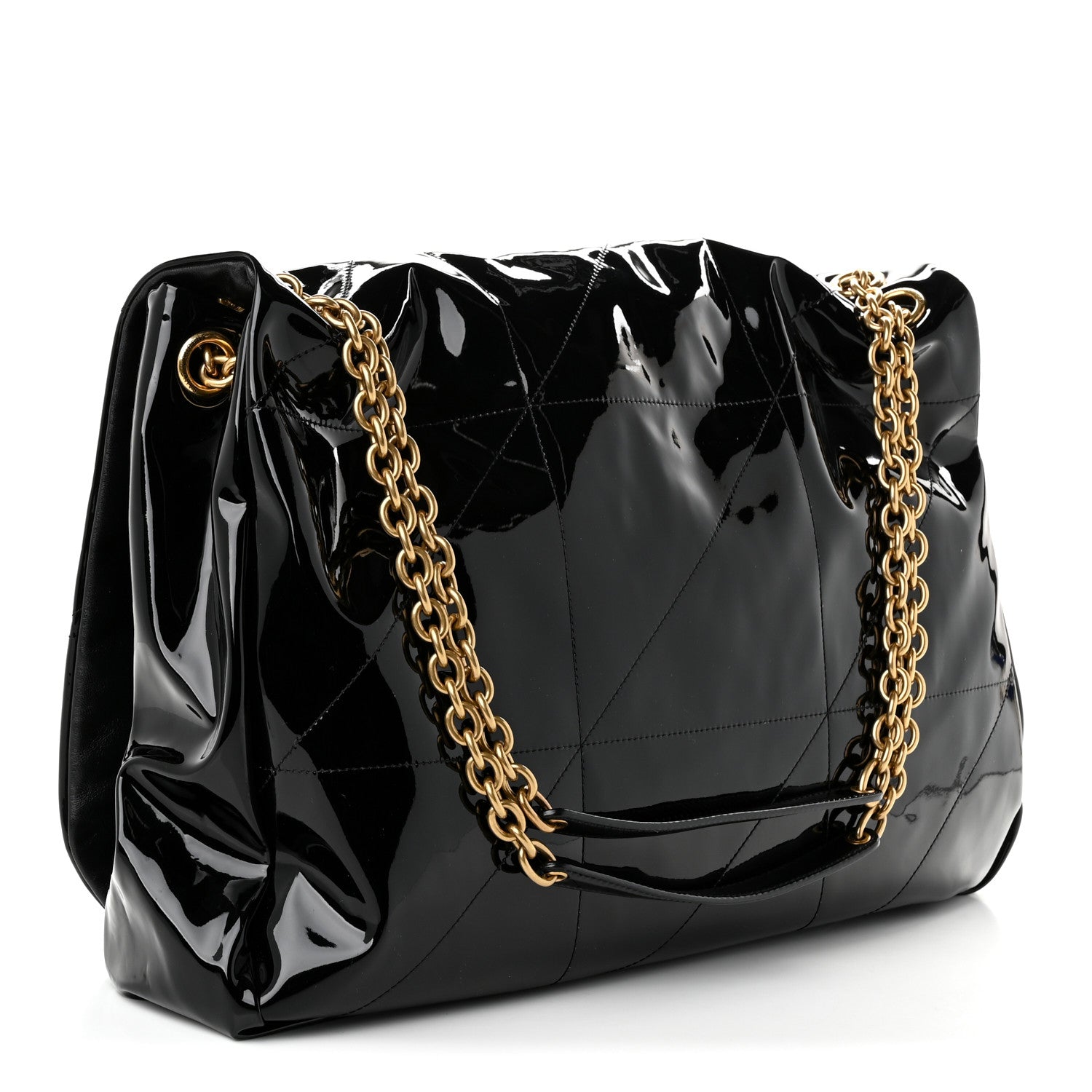 Saint Laurent Patent Matelasse Monogram Large Jamie 4.3 Black