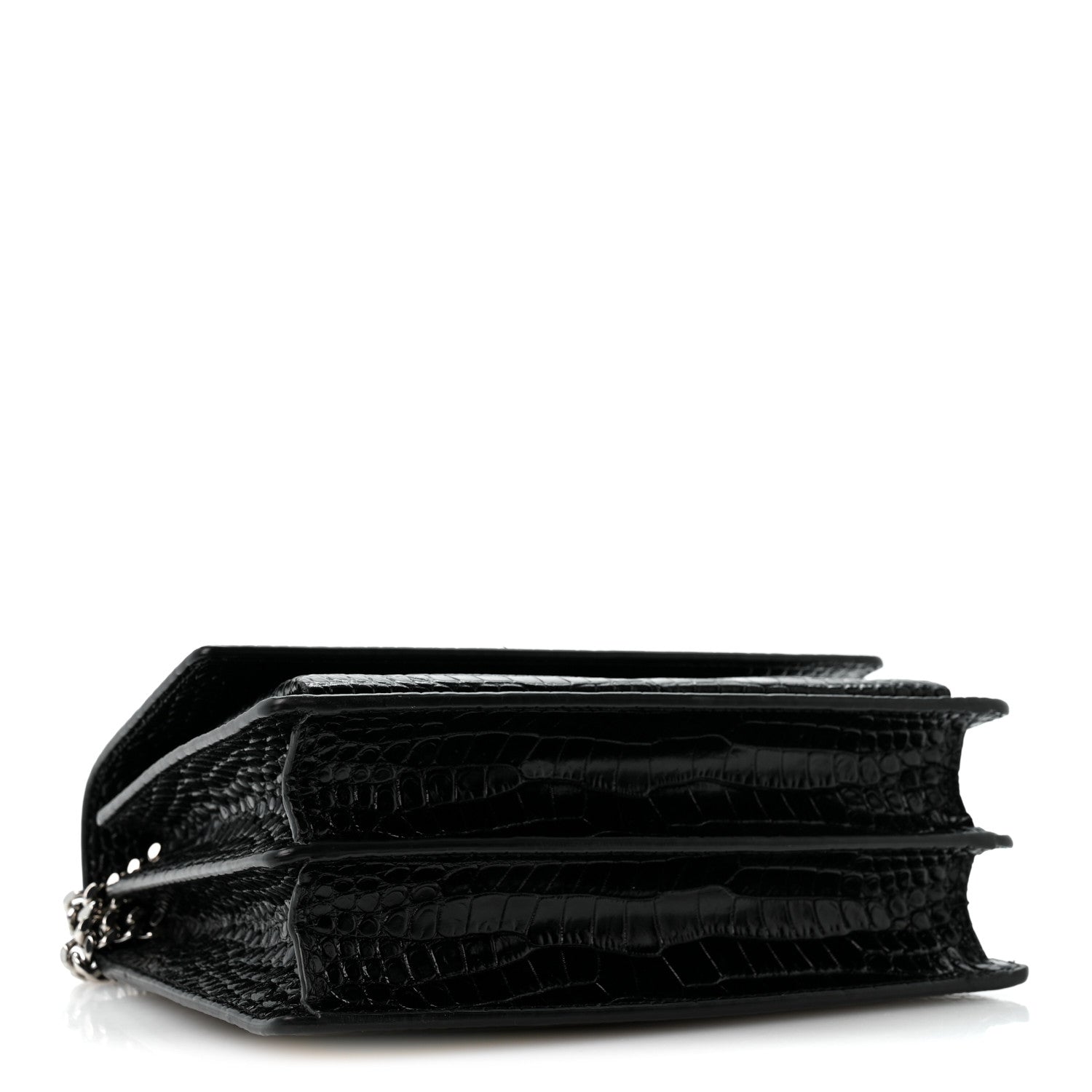 Saint Laurent Calfskin Crocodile Embossed Medium Monogram Sunset Black