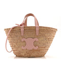 Celine Raffia Calfskin Triomphe Teen Panier Vintage Pink
