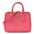 Prada Saffiano Lux Micro Galleria Double Zip Tote Fuxia
