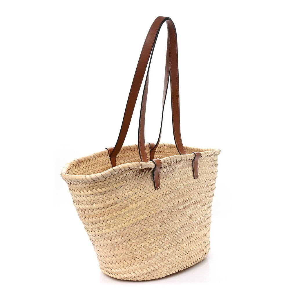 Celine Raffia Calfskin Triomphe Medium Panier Tan