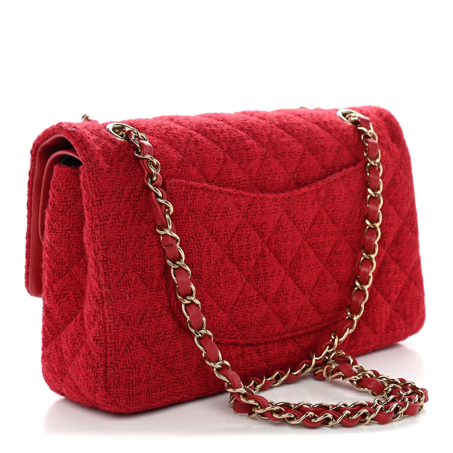 Chanel Tweed Quilted Medium Double Flap Red