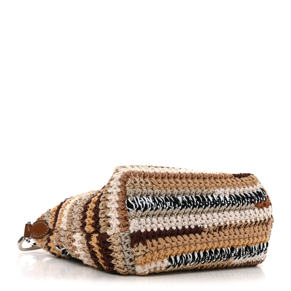 Miu Miu Fabric Crochet Mini Spirit Bag Naturale Multicolor side view