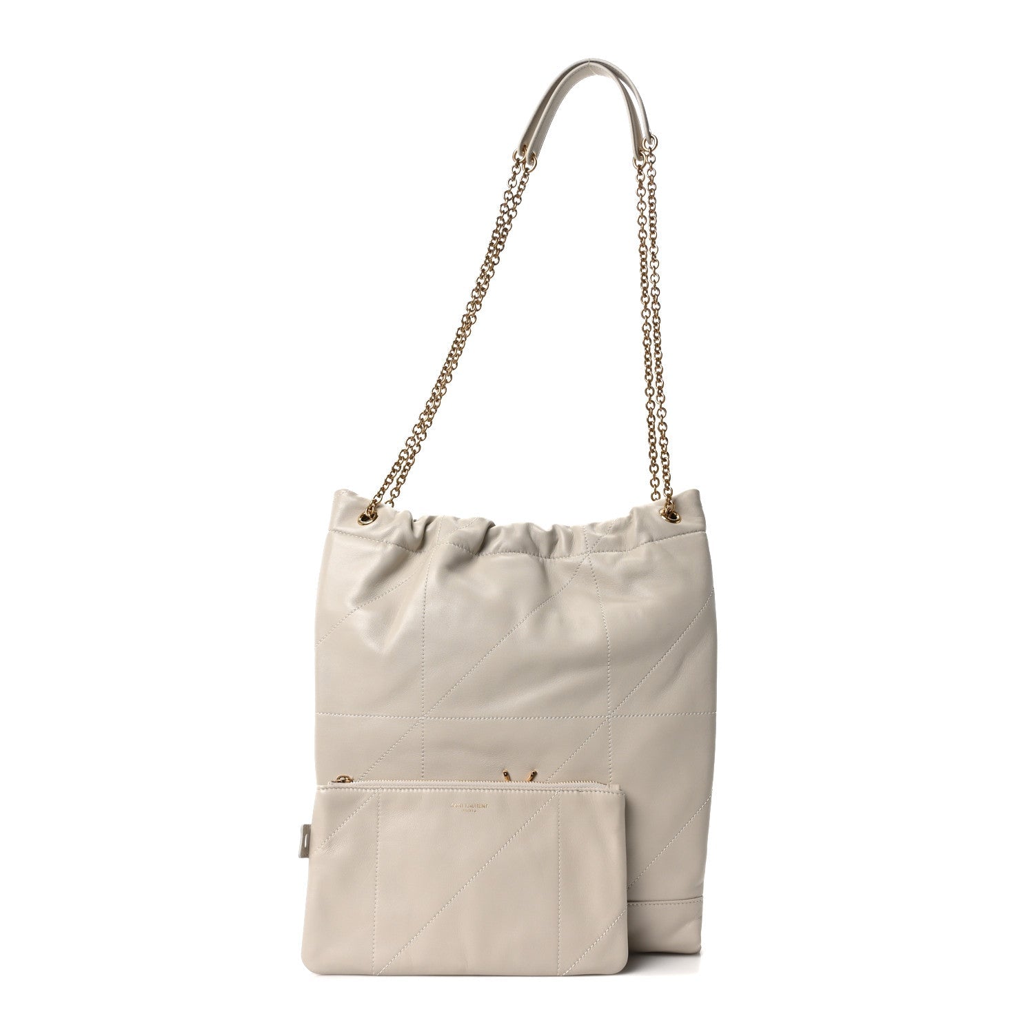 Saint Laurent Lambskin Matelasse Monogram Medium Jamie 4.3 Pochon Crema Soft