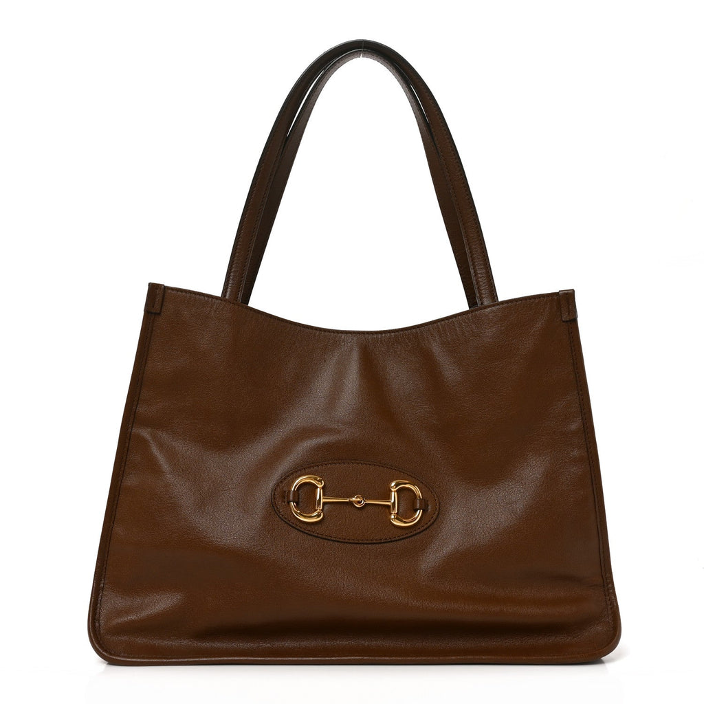 Gucci New Sakai Calfskin Lux Horsebit 1955 Tote Bag Brown Sugar