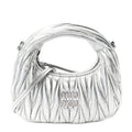 Miu Miu Metallic Nappa Matelasse Mini Wander Hobo Cromo