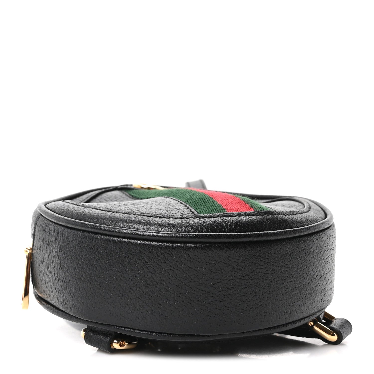 Gucci Grained Calfskin Web Mini Ophidia Round Backpack Black