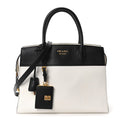 Prada Saffiano City Calfskin Medium Esplanade White Black