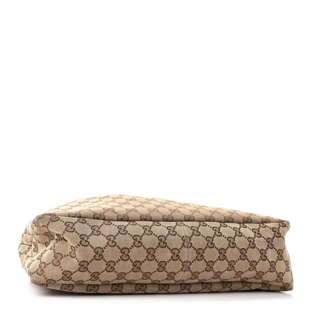 Gucci Monogram Medium Horsebit Chain Hobo Off White