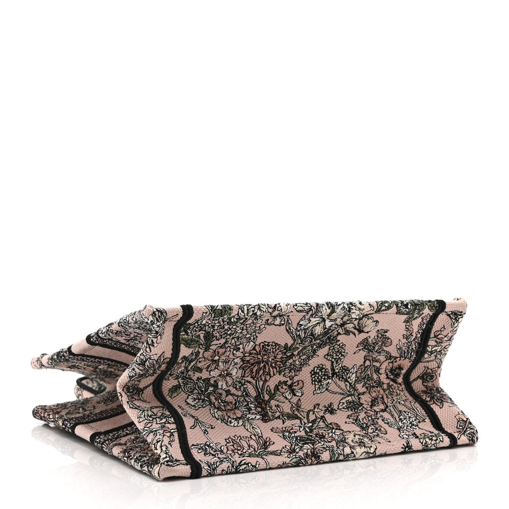 Dior Canvas Embroidered Small Flowers Book Tote Pink