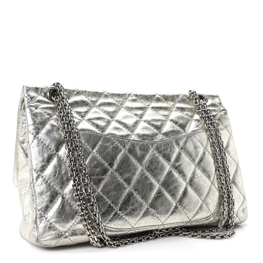 Chanel Metallic Aged Calfskin Quilted 2.55 Reissue 227 Flap Silver