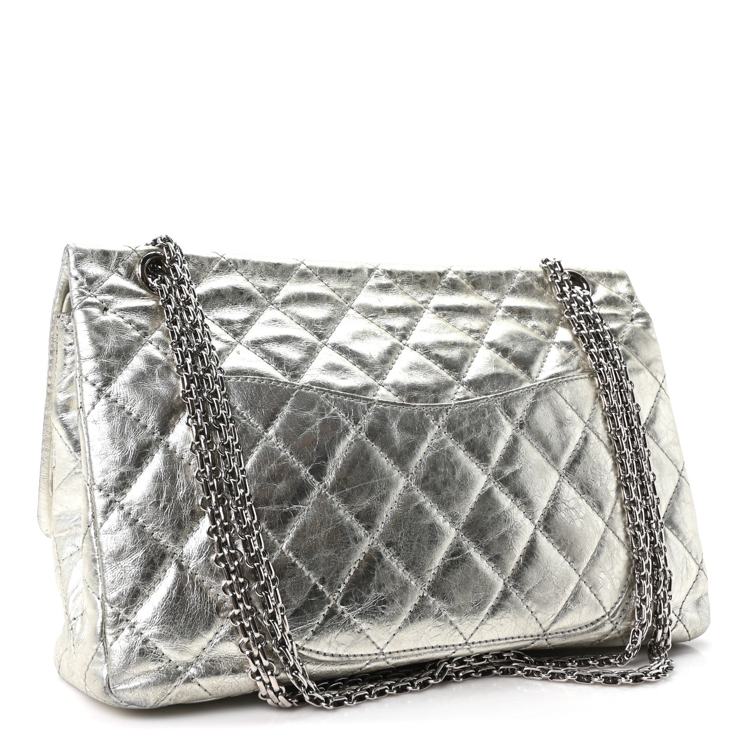 Chanel Metallic Aged Calfskin Quilted 2.55 Reissue 227 Flap Silver