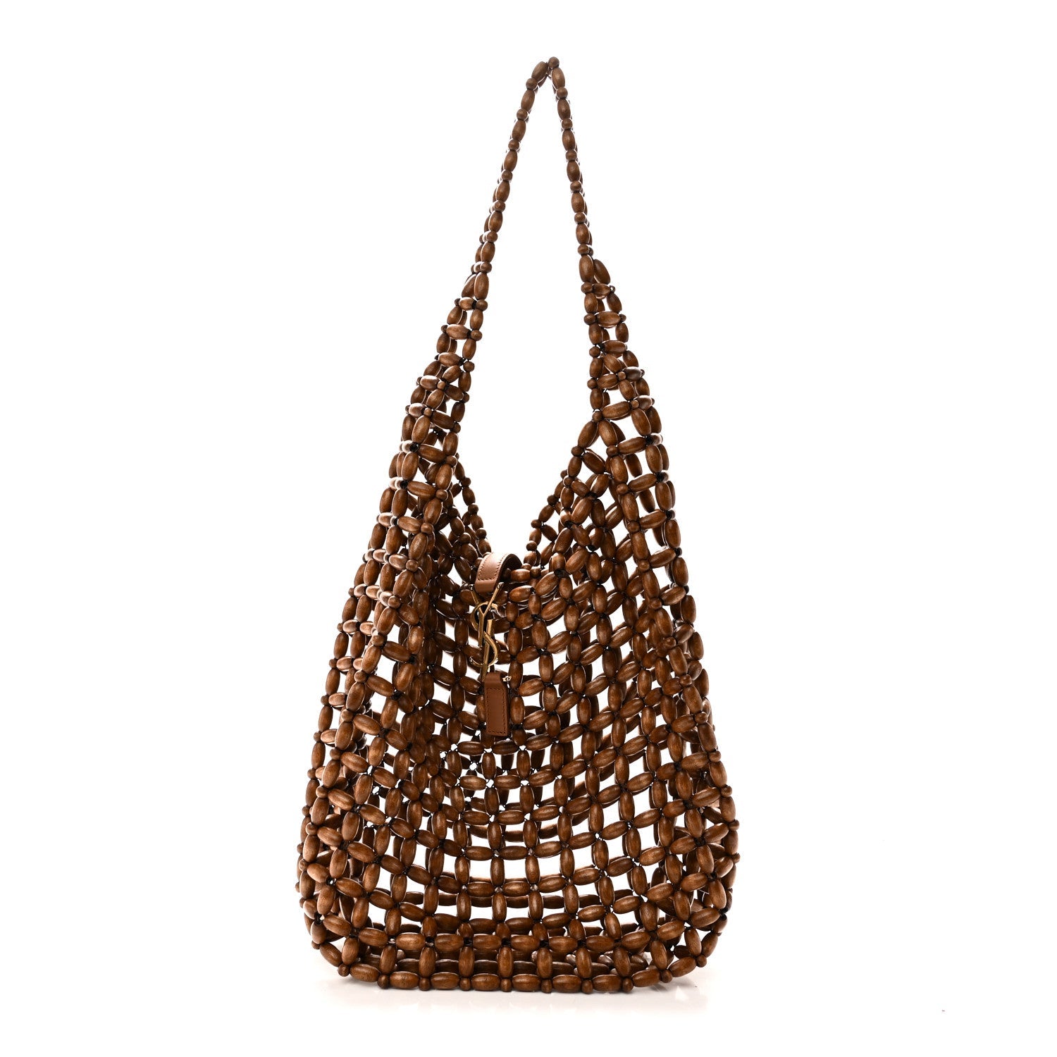 Saint Laurent Wood Bead Large Le 5 A 7 Soft Hobo Light Wood