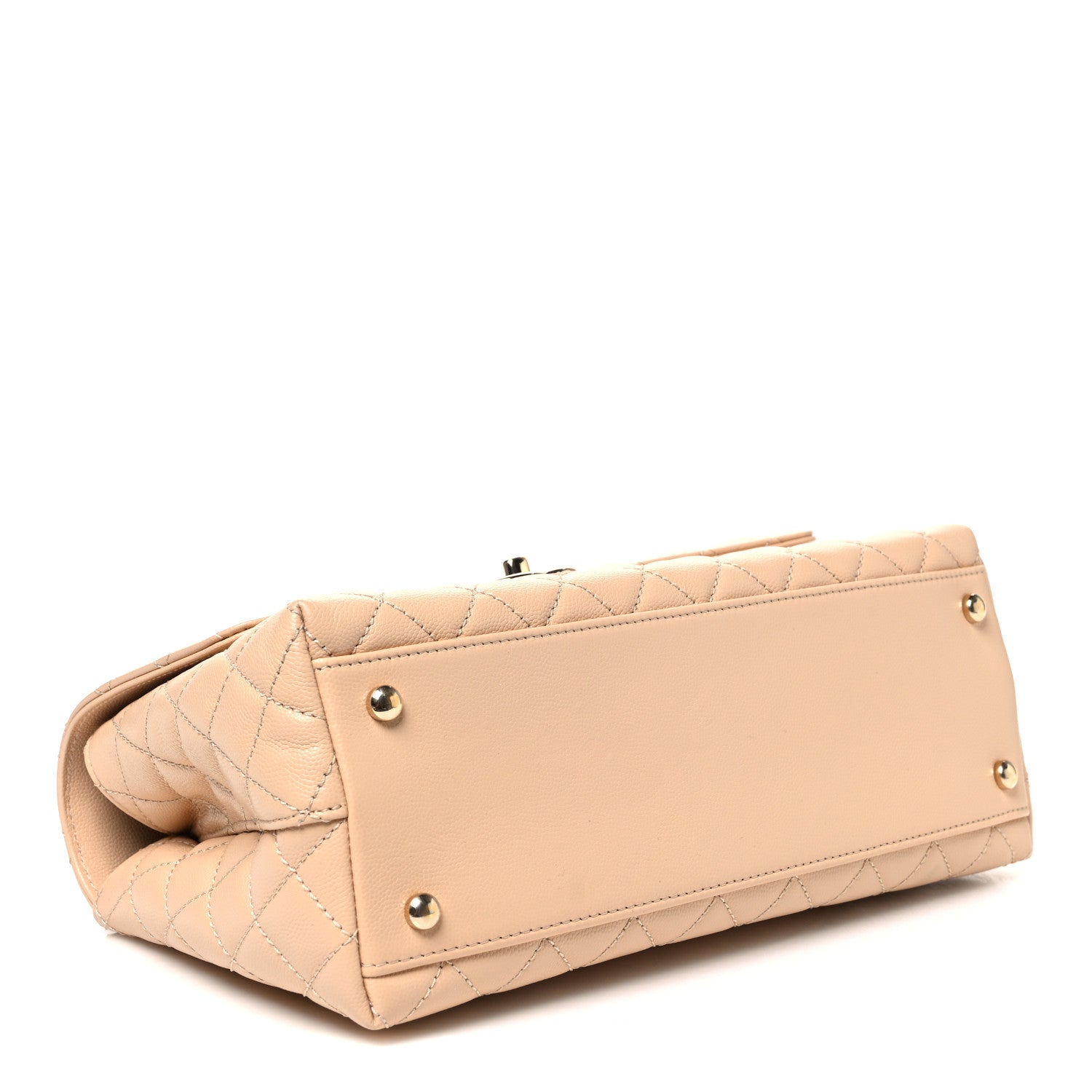 Chanel Caviar Quilted Small Coco Handle Flap Beige