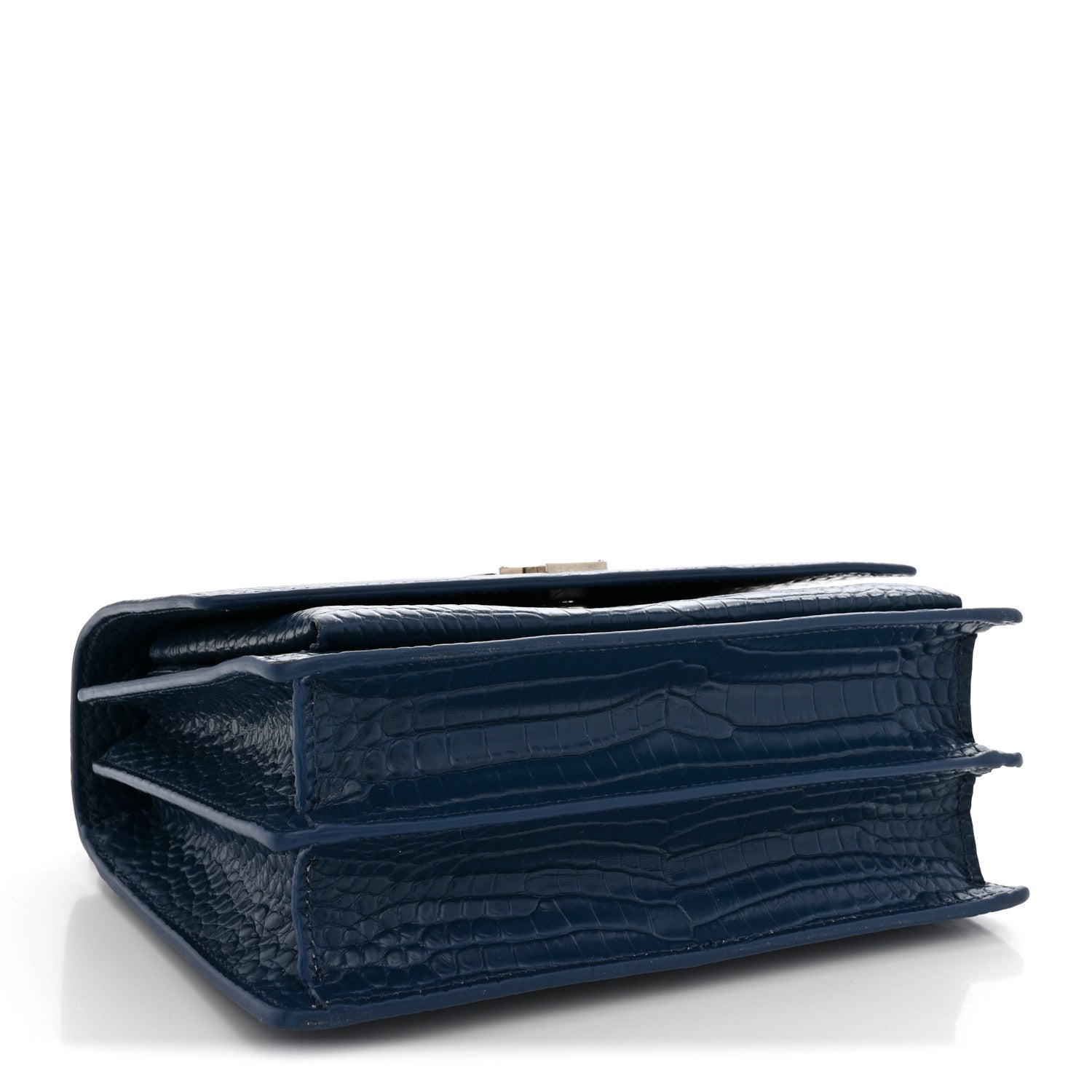 Saint Laurent Calfskin Crocodile Embossed Medium Monogram Sunset Navy
