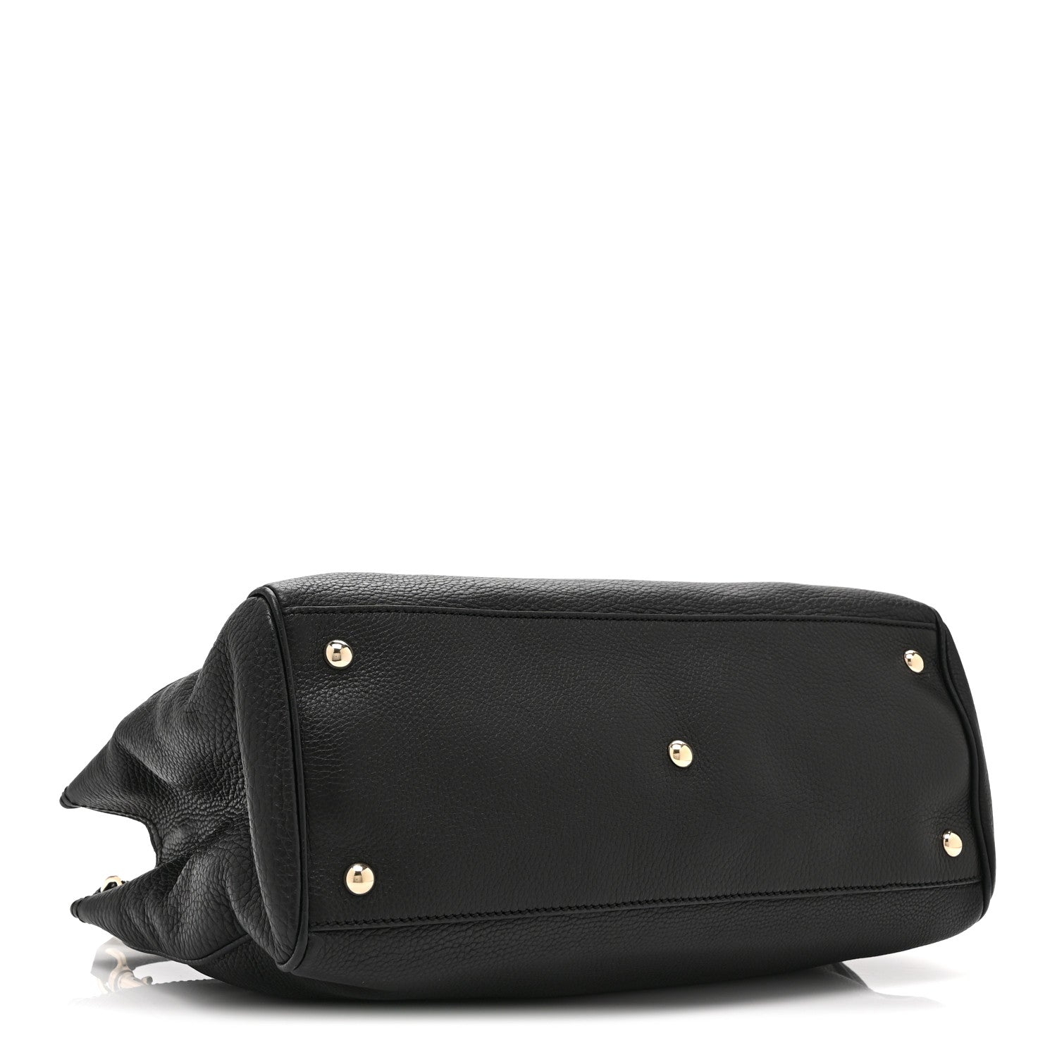 Gucci Pebbled Calfskin Medium Bamboo Shopper Tote Black