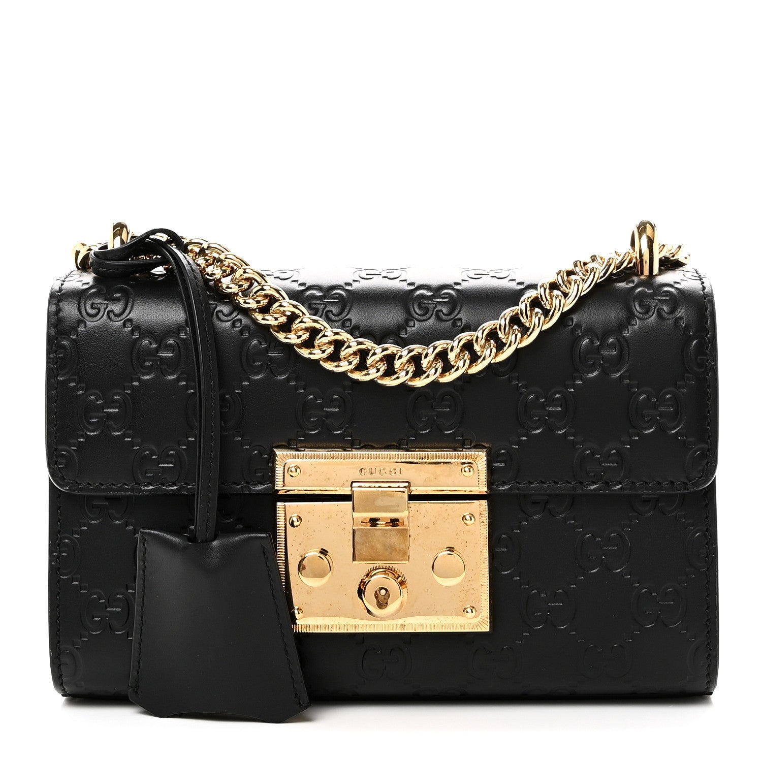 Gucci Guccissima Small Padlock Shoulder Bag Black