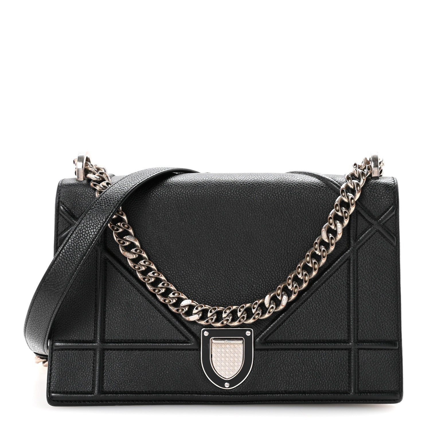 Dior Grained Calfskin Medium Diorama Flap Bag Black
