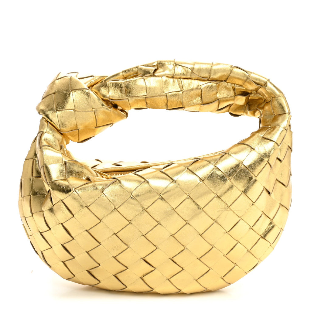 Bottega Veneta Metallic Nappa Intrecciato Mini Jodie Gold