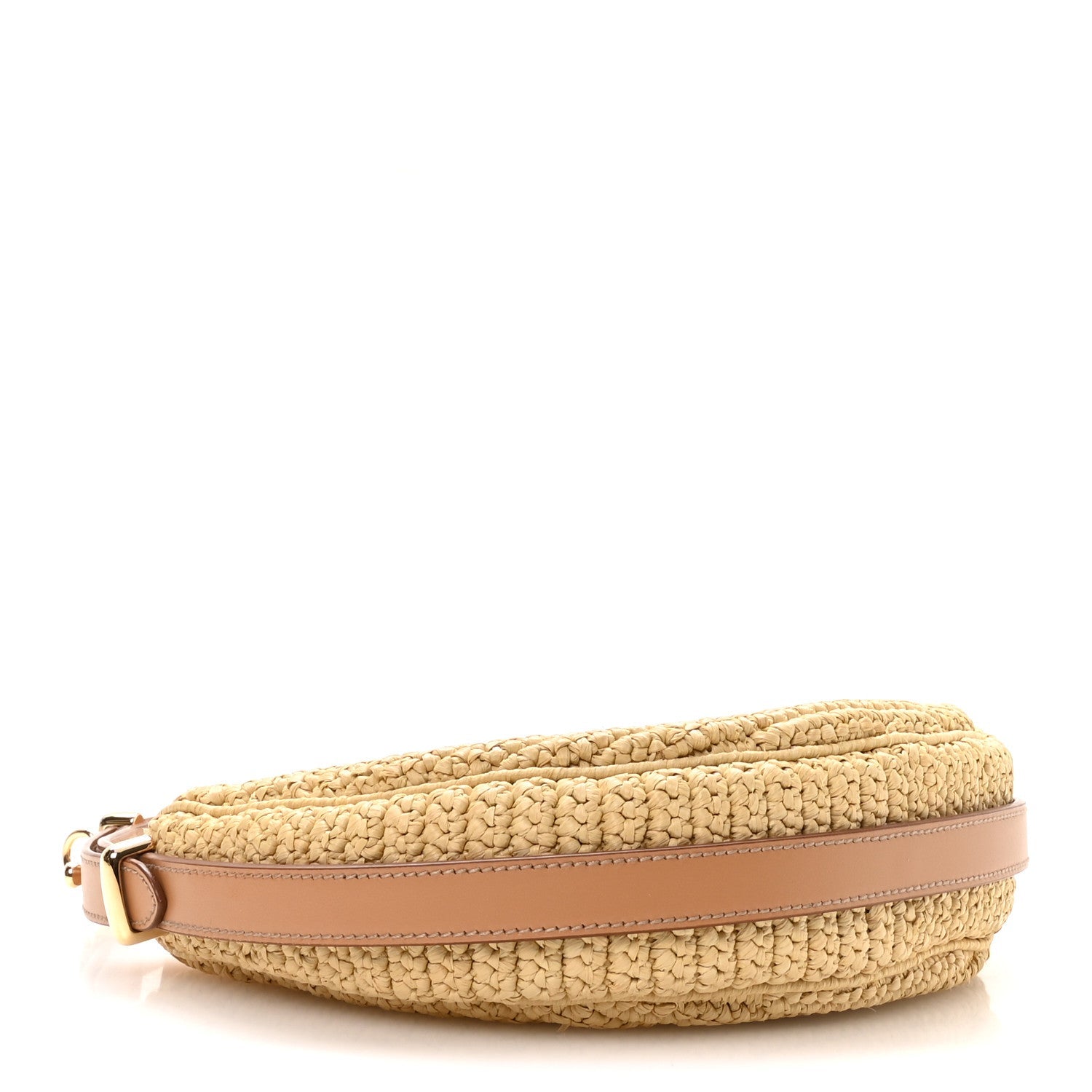 Prada Yarn Raffia Effect Crochet Arque Shoulder Bag Natural