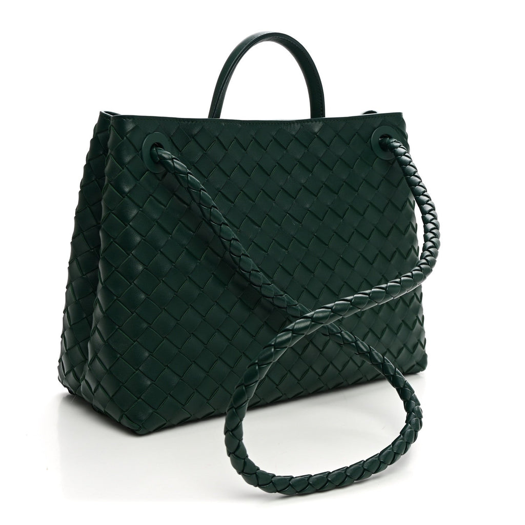 Bottega Veneta Nappa Intrecciato Medium Andiamo Shoulder Bag Emerald Green