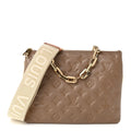Louis Vuitton Lambskin Embossed Monogram Coussin PM Taupe