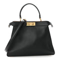 Fendi Vitello Seta Shiny Nappa Medium Peekaboo I SEE U Satchel Black Light Rose