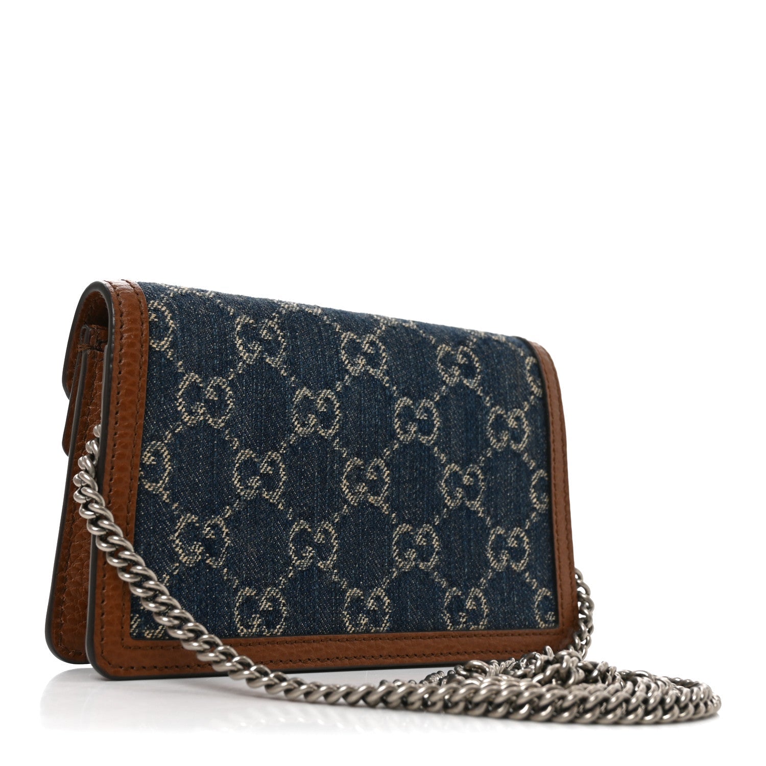 Gucci New Denim GG Monogram Dollar Calfskin Enamel Super Mini Dionysus Shoulder Bag Blue Tea Cuir Epilog Electric Blue